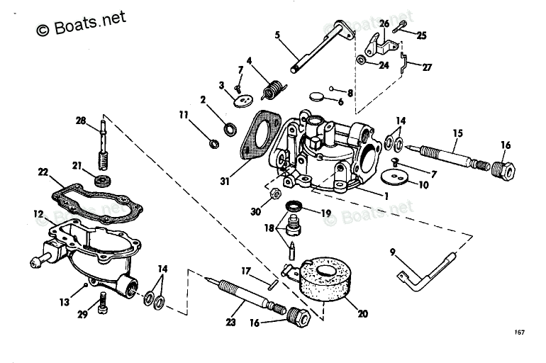 Johnson Outboard 3HP OEM Parts Diagram for Carburetor Group