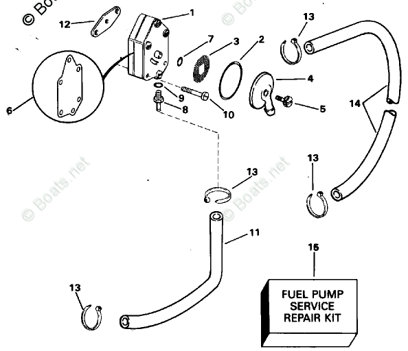 Johnson Outboard 15HP OEM Parts Diagram for FUEL PUMP