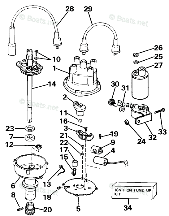 OMC Sterndrive 3.0L 181 CID Inline 4 OEM Parts Diagram for Ignition