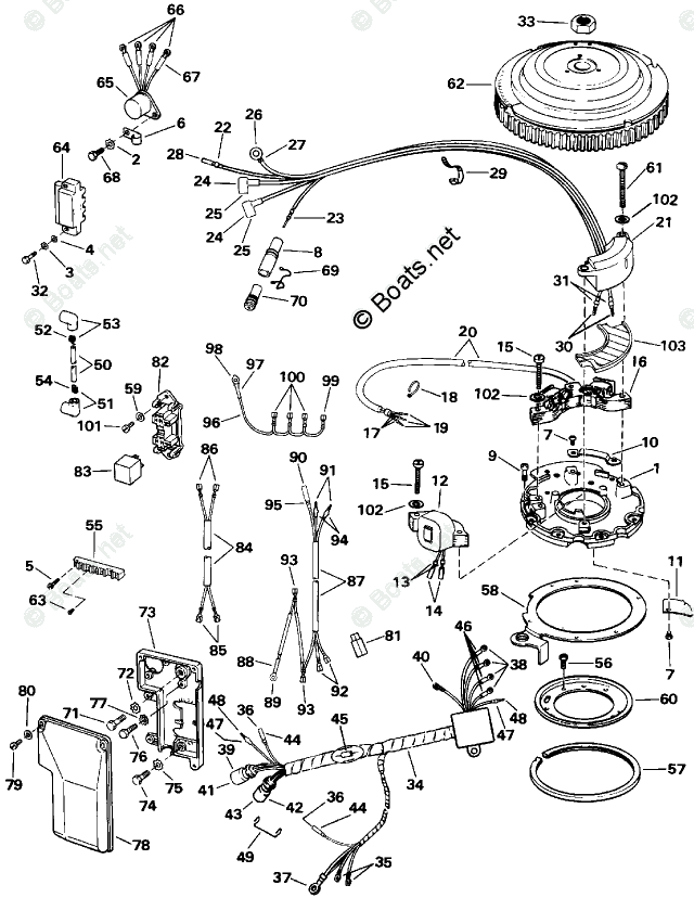 Evinrude Outboard 1991 OEM Parts Diagram for Ignition System - Electric ...