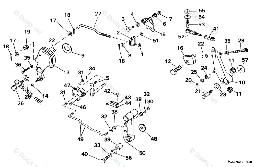 Johnson Outboard 40HP OEM Parts Diagram for Shift & Throttle Linkage