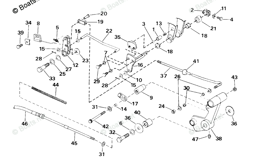 Johnson Outboard 30HP OEM Parts Diagram for SHIFT LINKAGE