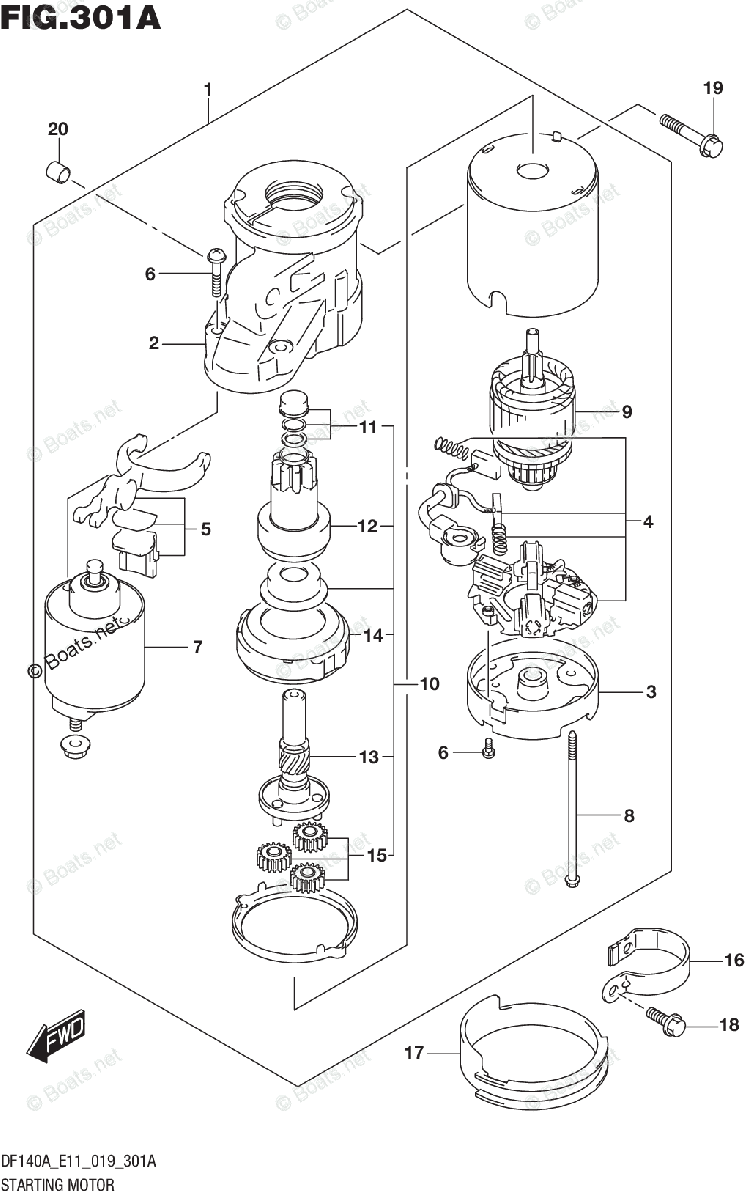 Suzuki Outboard Parts by Year 2019 OEM Parts Diagram for STARTING MOTOR