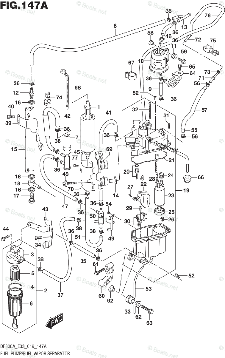 Suzuki Outboard 2019 OEM Parts Diagram for FUEL PUMP/FUEL VAPOR ...