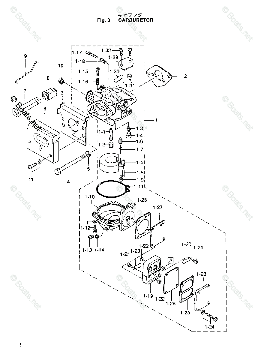 Tohatsu 2003 M4C - 2-stroke Tohatsu OEM Parts Diagram for CARBURETOR