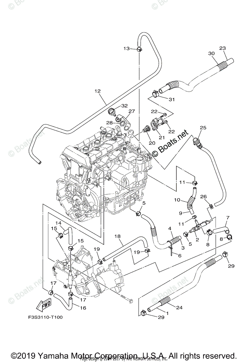 Yamaha Boats 2019 OEM Parts Diagram for Exhaust 2 | Boats.net