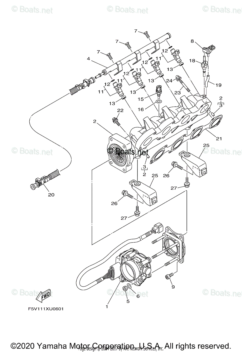 Yamaha Boats 2019 OEM Parts Diagram for Intake 1 | Boats.net