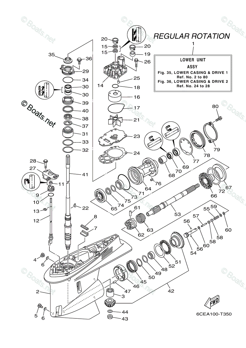 Yamaha Outboard 2021 OEM Parts Diagram for Lower Casing Drive 1 | Boats.net