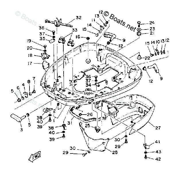 Yamaha Outboard 1988 Oem Parts Diagram For Bottom Cowling 