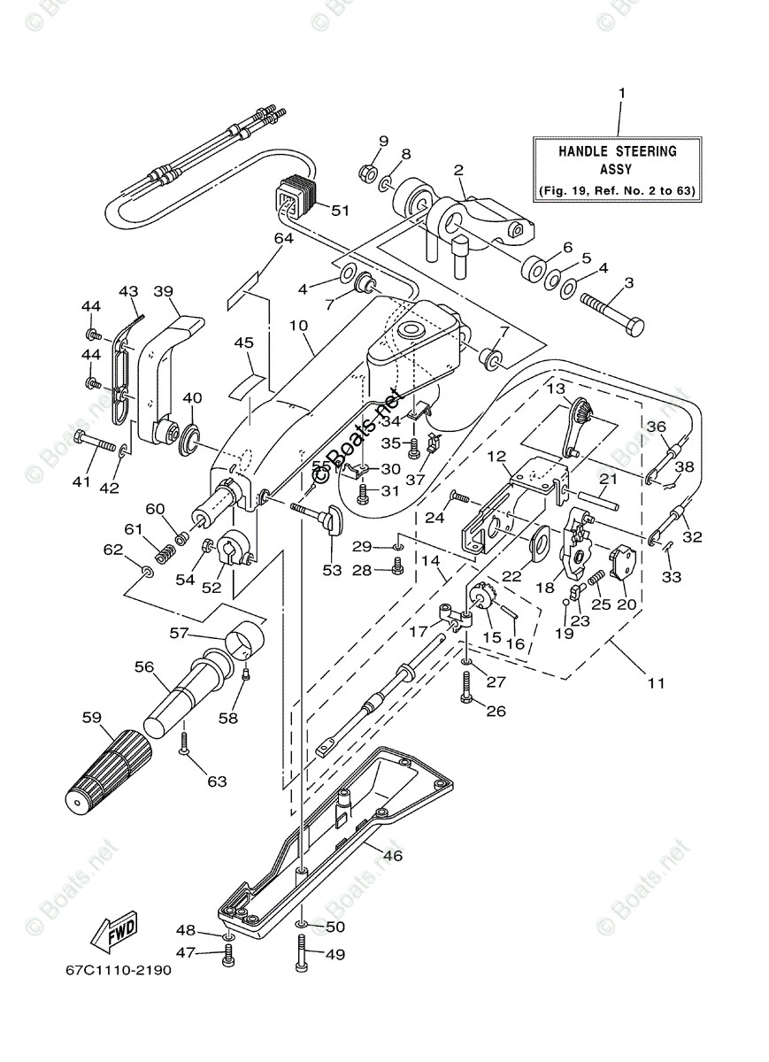 Yamaha Outboard 2003 OEM Parts Diagram for Steering MH | Boats.net