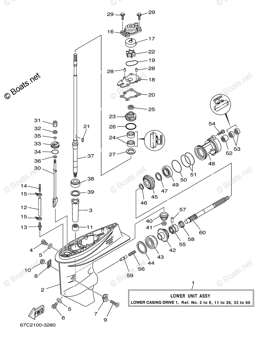 Yamaha Outboard 2005 OEM Parts Diagram for Lower Casing Drive 1 | Boats.net