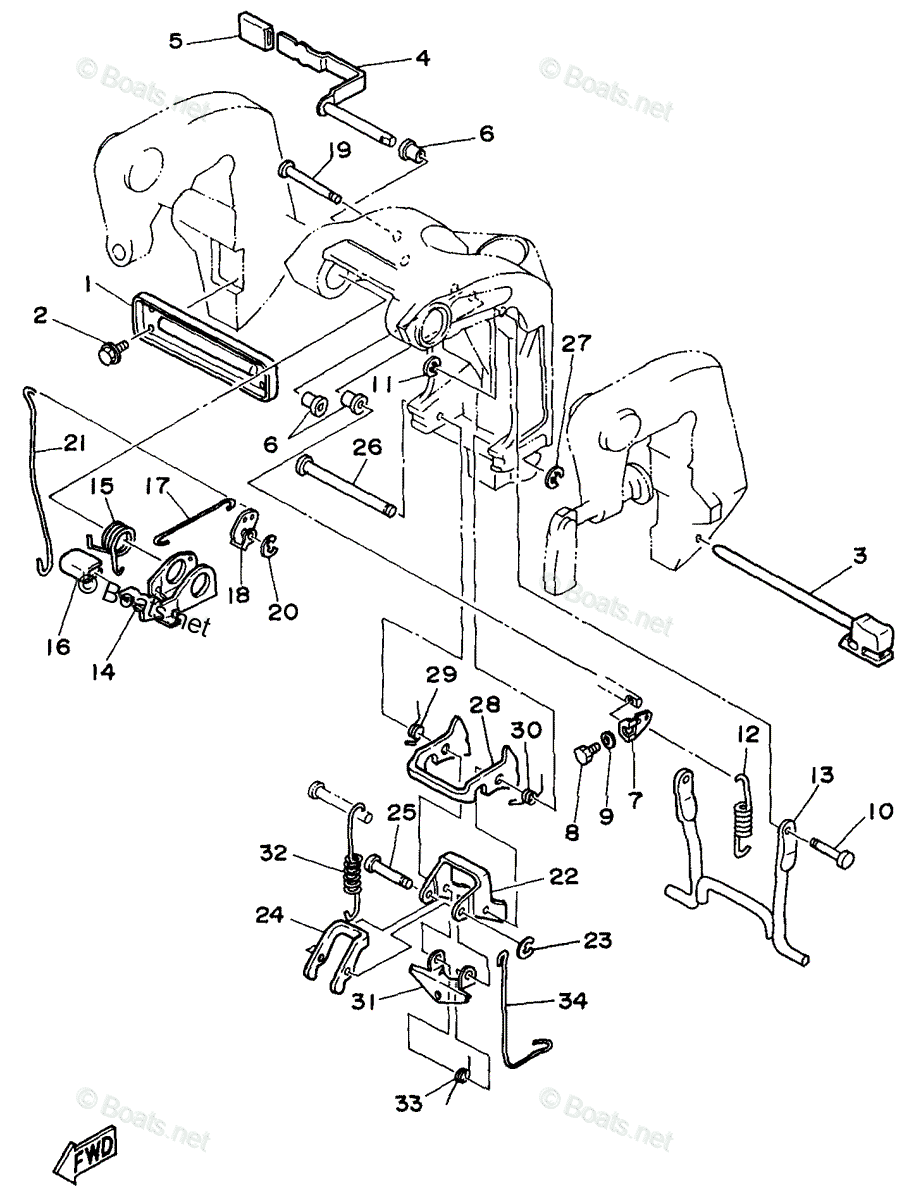 YUNページ Yamaha Outboard 1997 OEM Parts Diagram for Bracket 3 (With