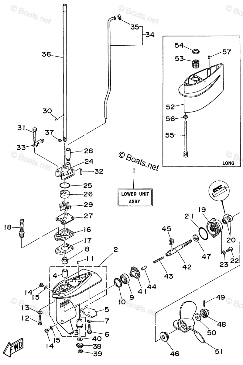 Yamaha Outboard 1997 OEM Parts Diagram for Lower Casing Drive 1