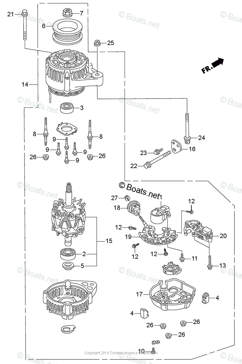 Tohatsu Outboard 2019 OEM Parts Diagram for AC Generator