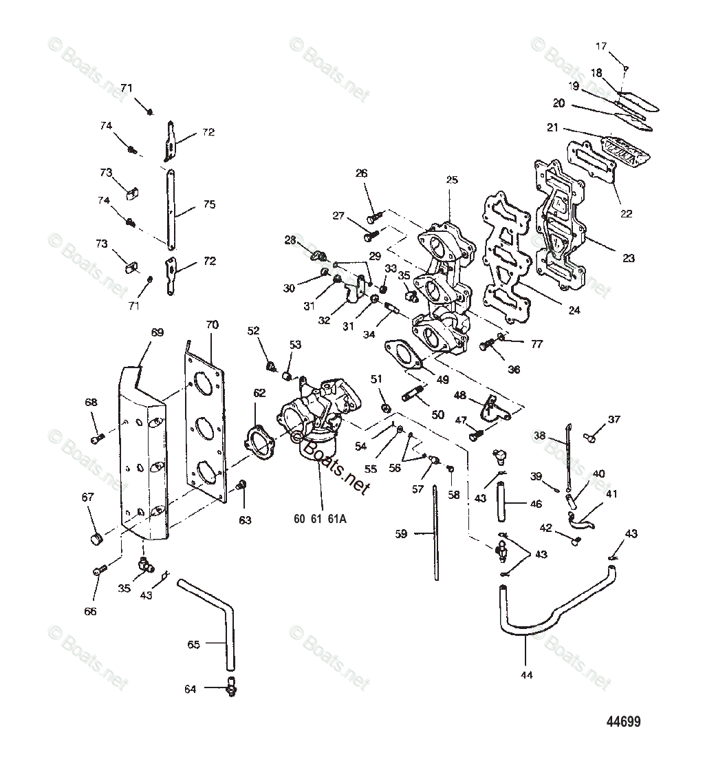 Force Outboard 1990 OEM Parts Diagram for ADAPTER AND REED PLATE ...