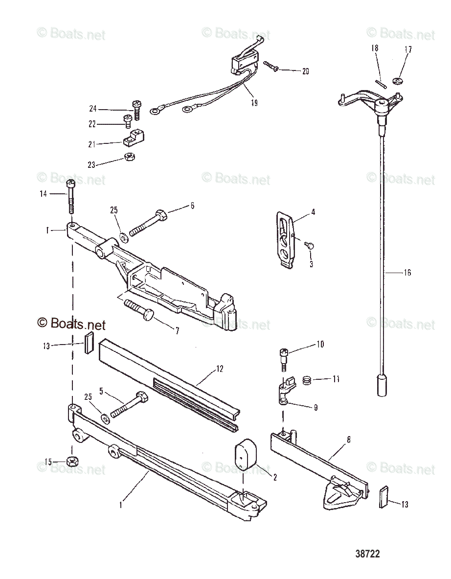 Mercury Outboard 35HP OEM Parts Diagram for Shift Control Linkage