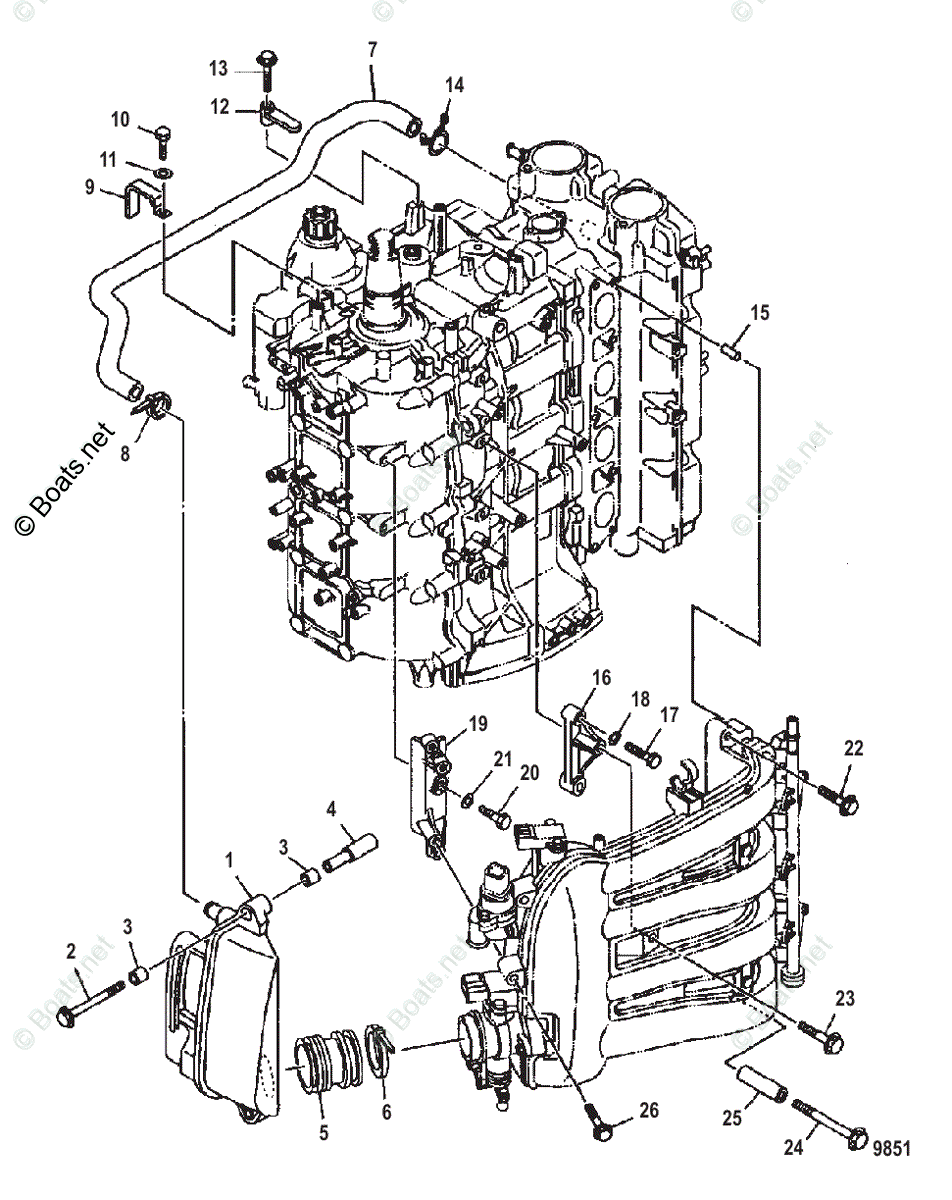 Mercury Outboard 90HP OEM Parts Diagram for Intake Silencer | Boats.net