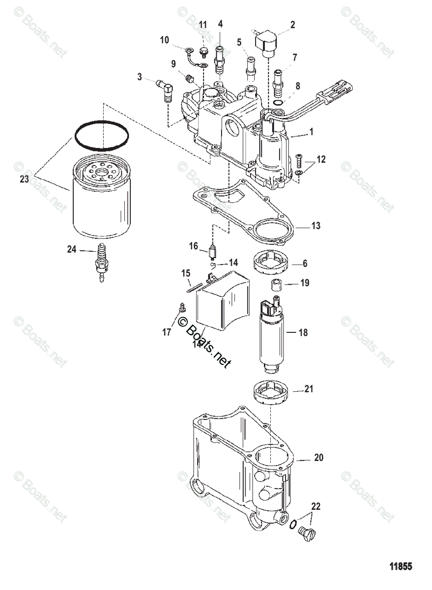 Mercury Outboard 300HP OEM Parts Diagram for Vapor Separator Components ...