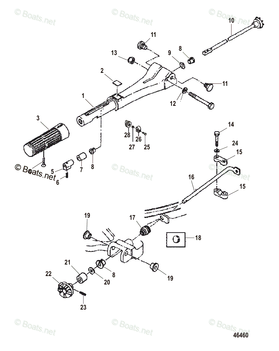 Mercury Outboard 25HP OEM Parts Diagram for TILLER HANDLE