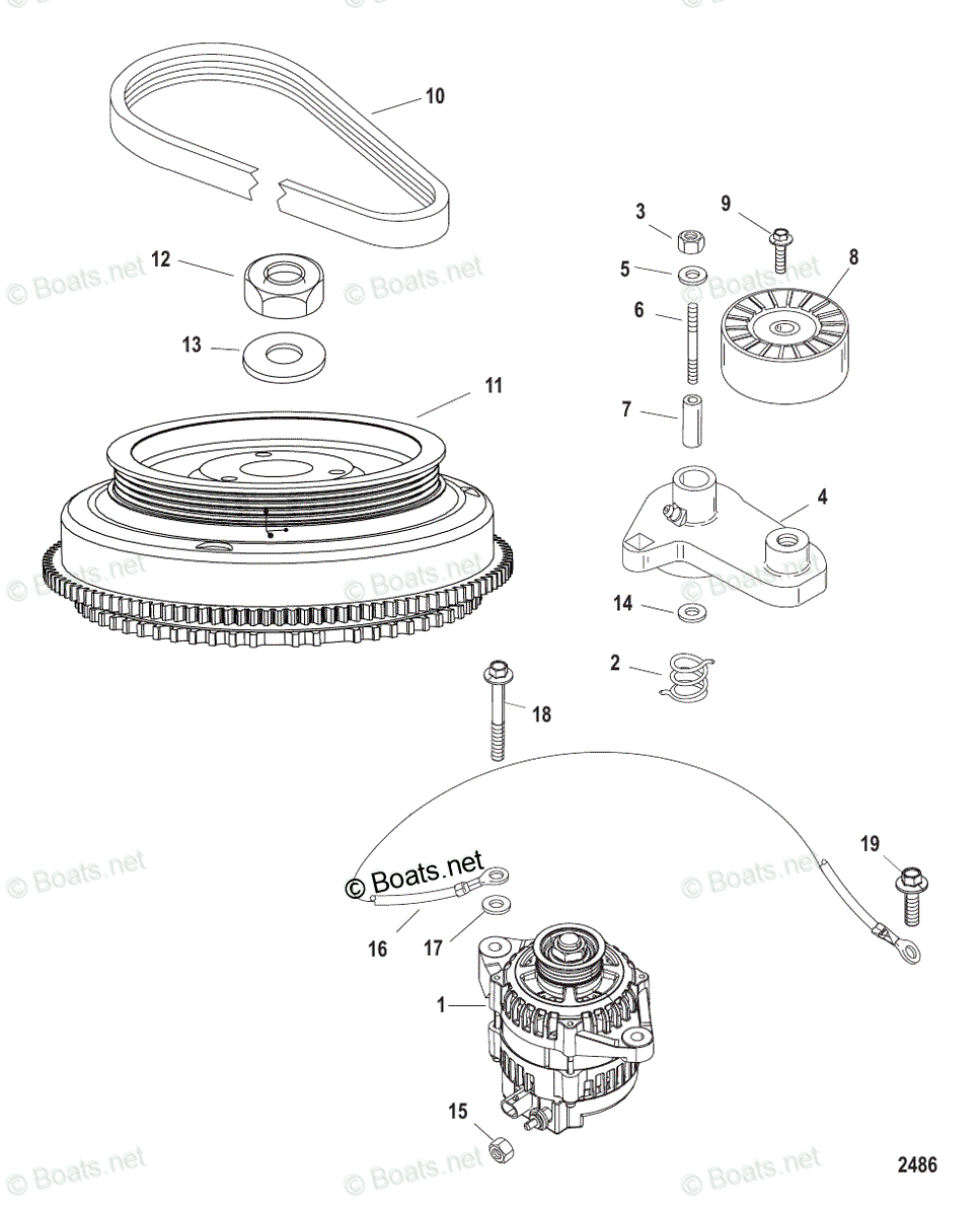 Mercury Outboard 250HP OEM Parts Diagram for FLYWHEEL/ALTERNATOR