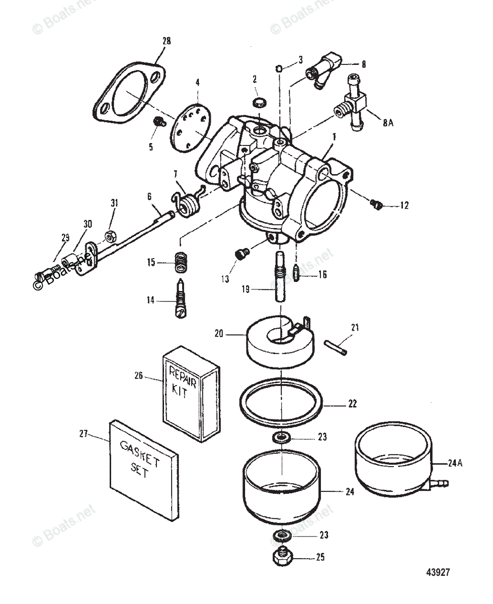 Force Outboard 1995 OEM Parts Diagram for CARBURETOR | Boats.net