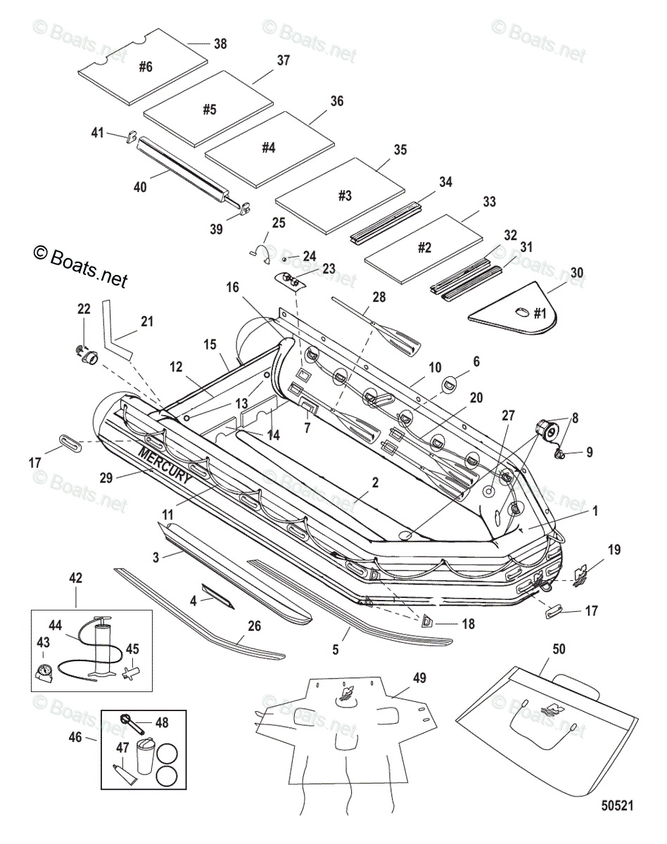 Mercury Inflatable Boats 2013 OEM Parts Diagram for TM470 Pro ModelPVC