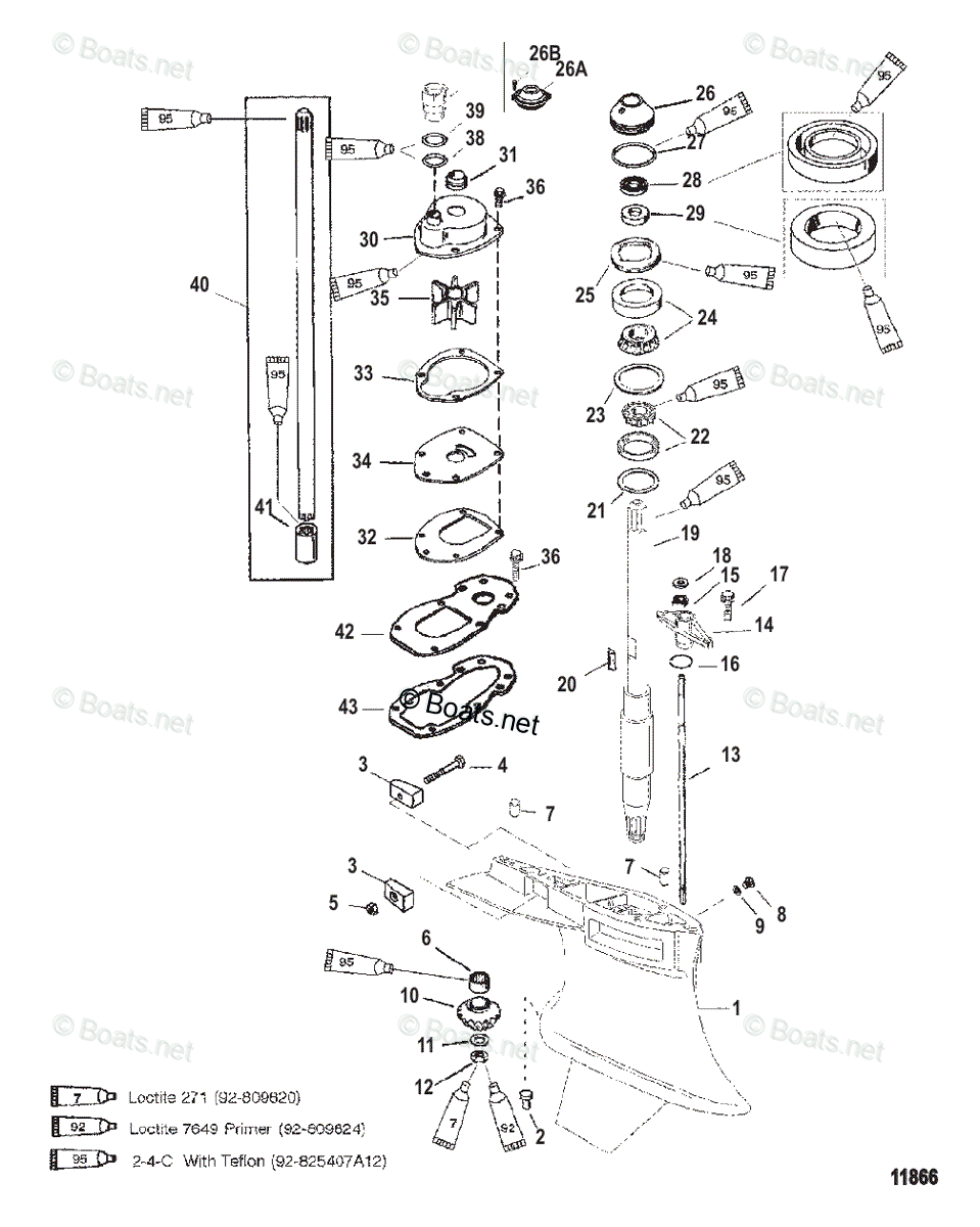 Mercury Outboard 300HP OEM Parts Diagram For Gear Housing, Driveshaft ...