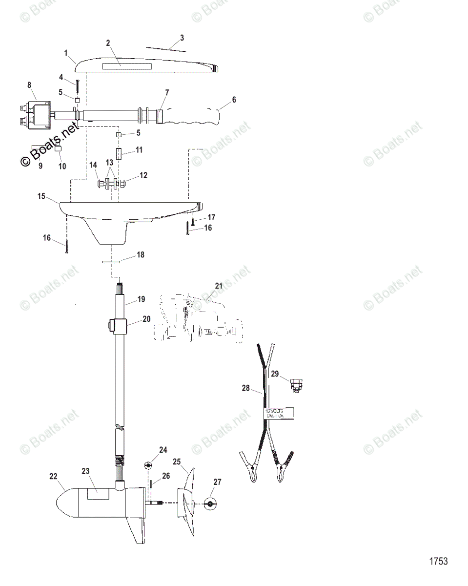 Trolling Motor TT Thruster Series OEM Parts Diagram for Complete Trolling