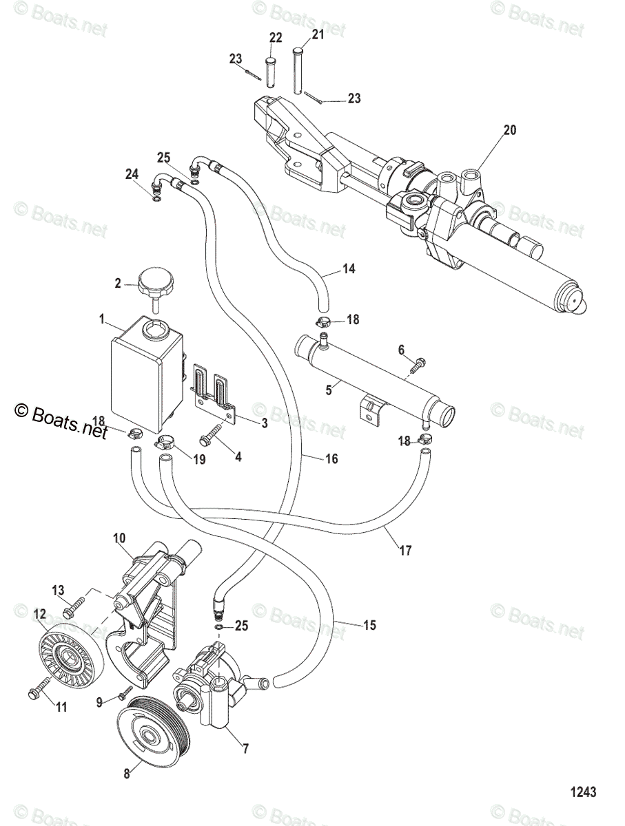 Mercruiser Sterndrive Gas Engines OEM Parts Diagram for POWER STEERING