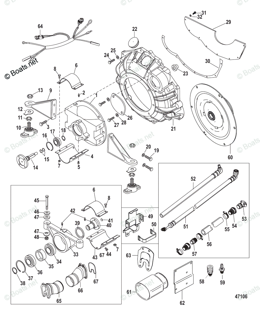 mari53ページ Mercruiser Sterndrive Gas Engines OEM Parts Diagram for