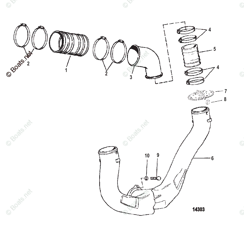 Mercruiser Sterndrive Gas Engines Oem Parts Diagram For Exhaust System