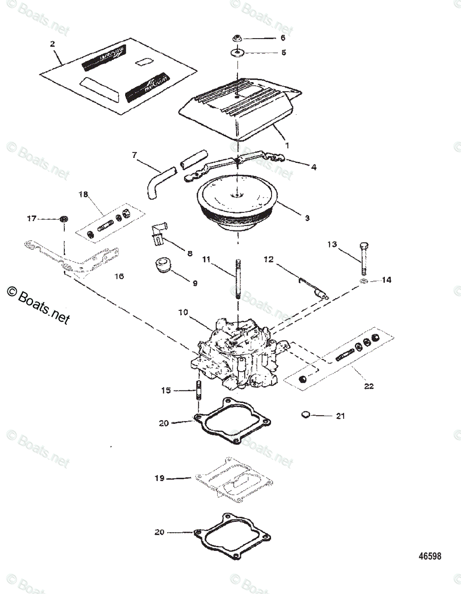 Mercruiser Inboard Gas Engines OEM Parts Diagram For CARBURETOR ...