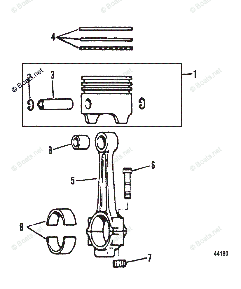 Mercruiser Sterndrive Diesel Engines OEM Parts Diagram For PISTONS AND ...