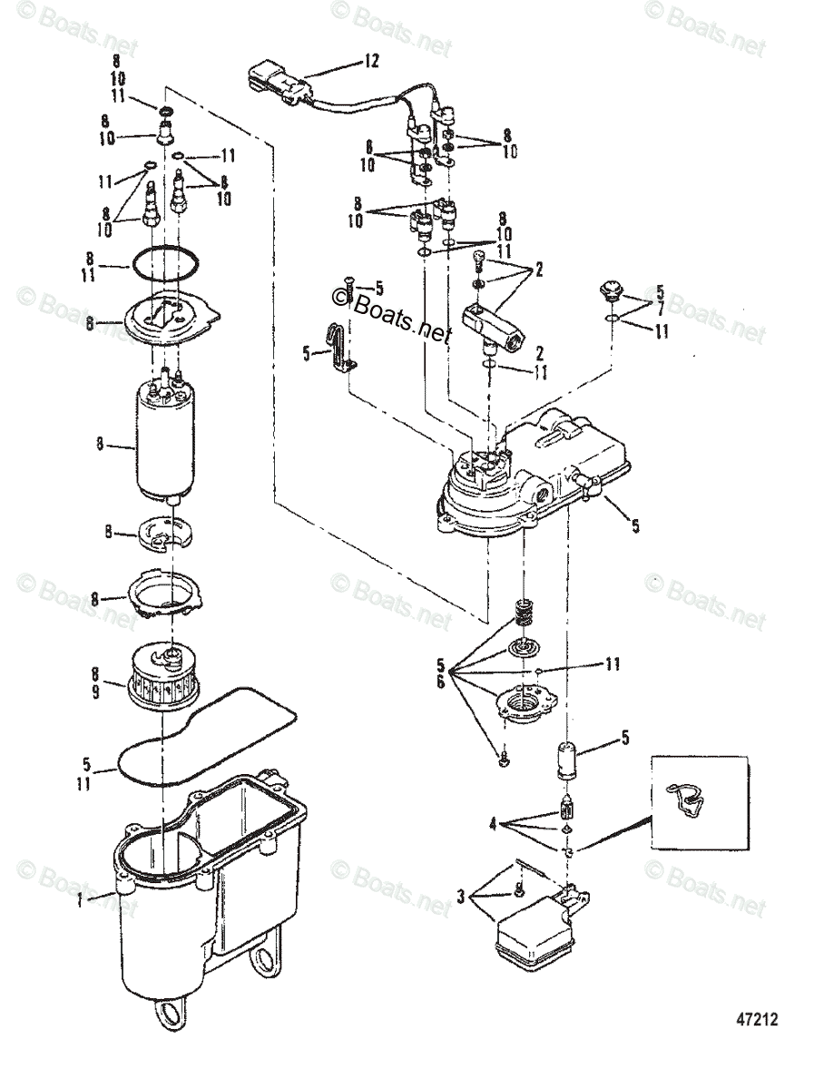 Mercruiser Sterndrive Gas Engines OEM Parts Diagram for Vapor Separator ...