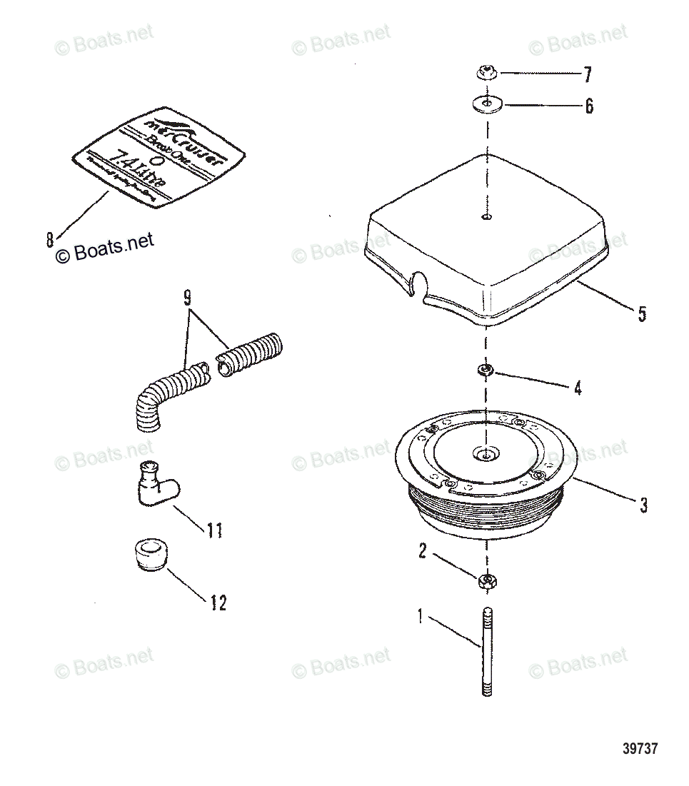 Mercruiser Sterndrive Gas Engines OEM Parts Diagram for FLAME ARRESTOR