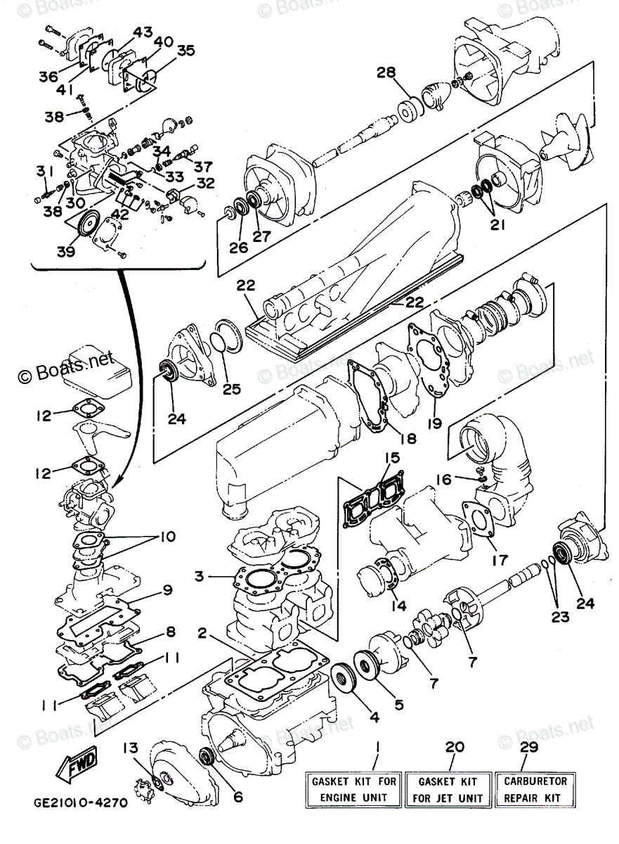 Yamaha Waverunner 1994 OEM Parts Diagram for Gasket Kit | Boats.net