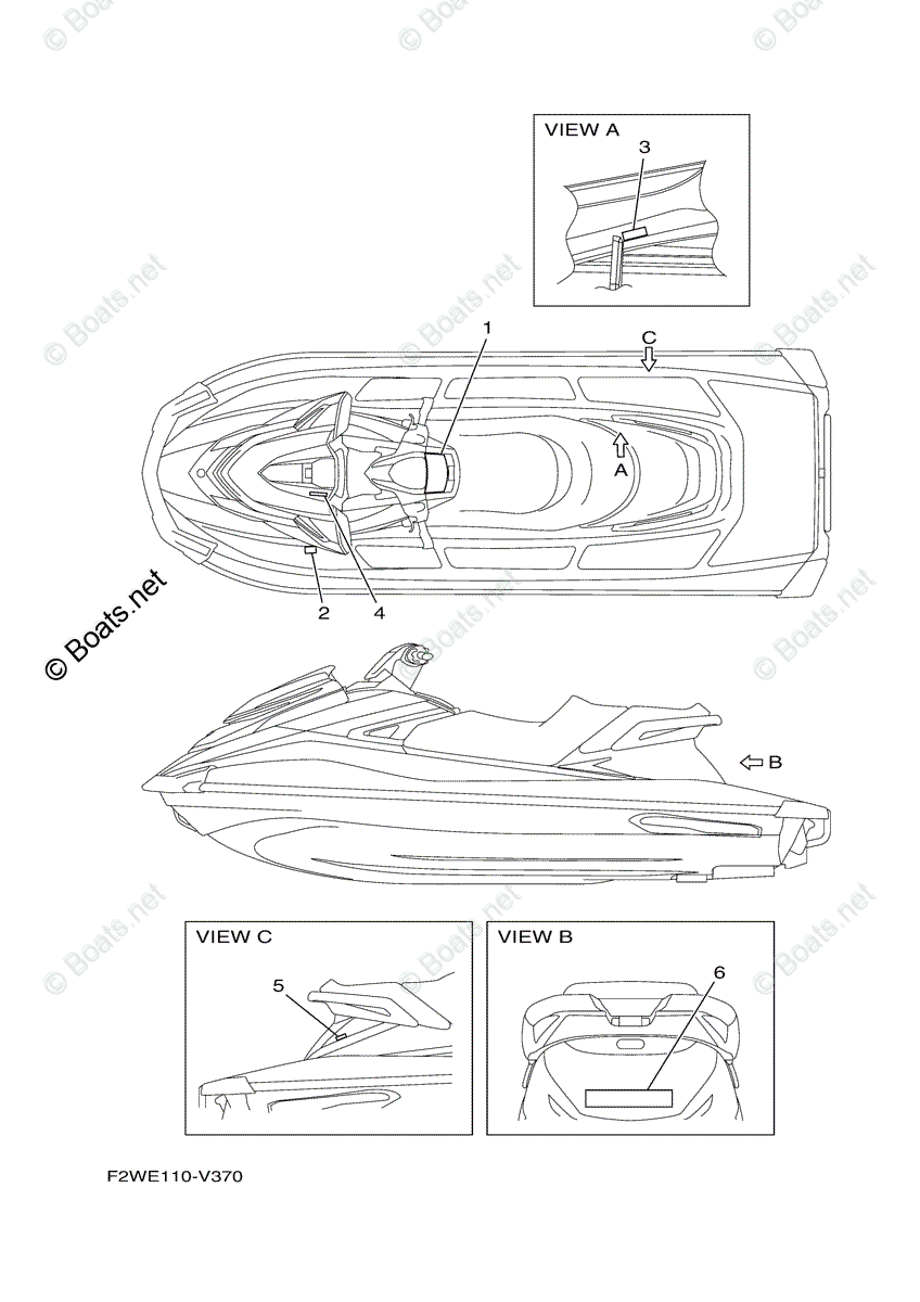 Yamaha Waverunner 2020 OEM Parts Diagram for Important Labels | Boats.net