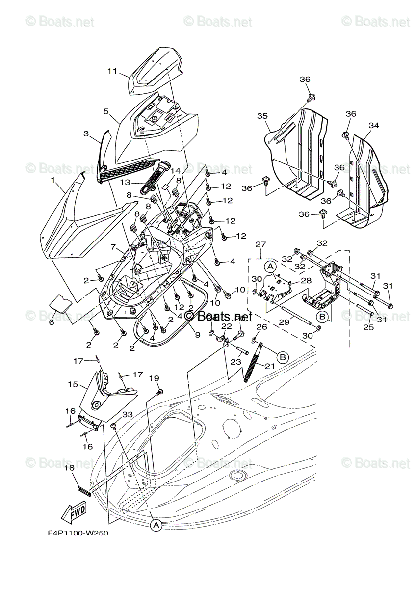 Yamaha Waverunner 2021 OEM Parts Diagram for Engine Hatch 1 Yamaha Waverunner 2021 OEM Parts Diagram for Engine Hatch 1