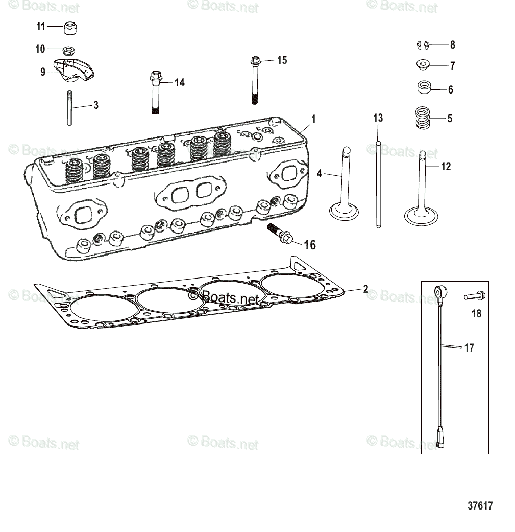 Mercruiser Inboard Gas Engines OEM Parts Diagram For Cylinder Head ...