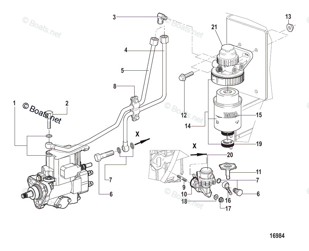 Mercruiser Sterndrive Diesel Engines OEM Parts Diagram for Fuel Pump ...