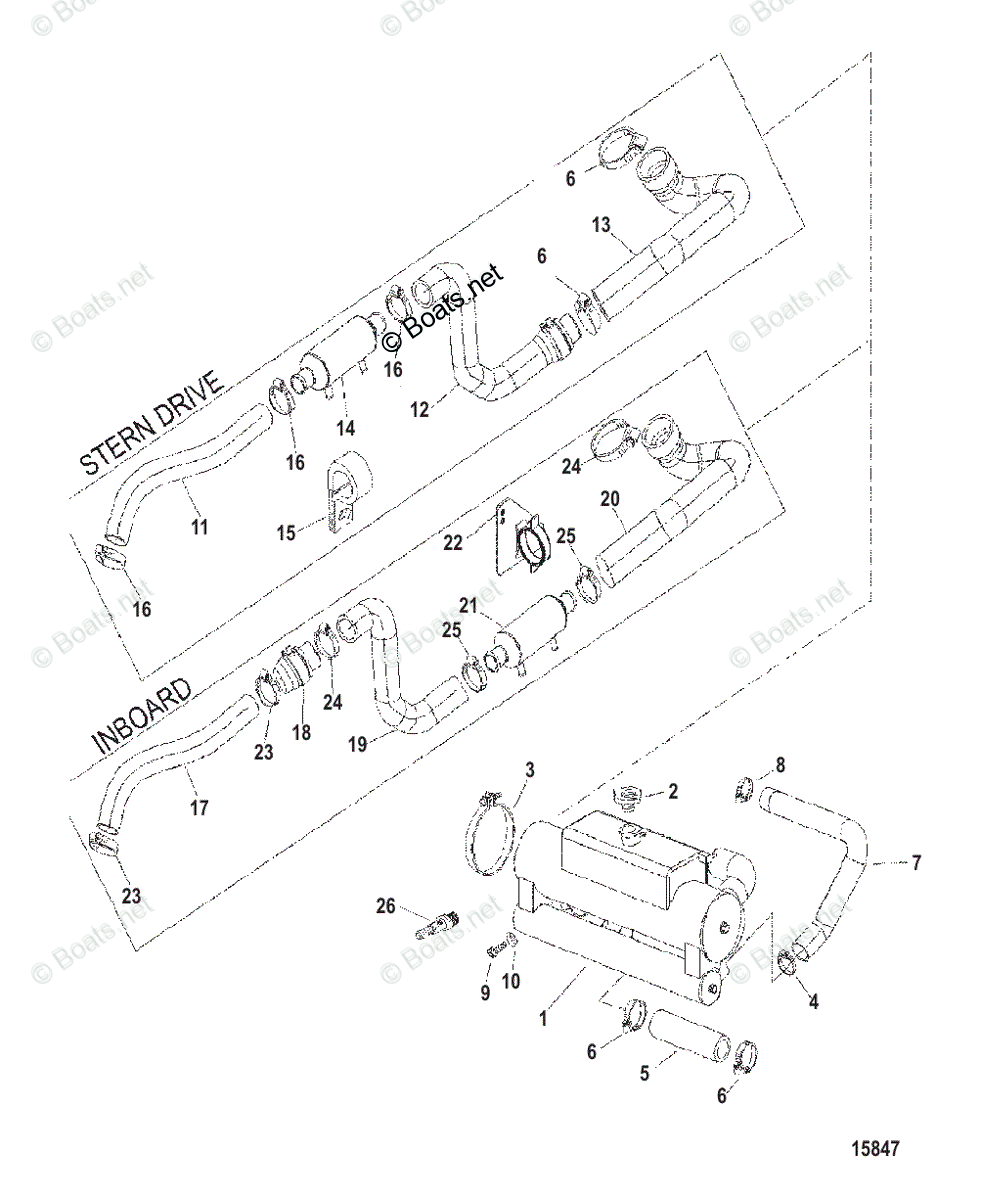 Mercruiser Inboard Diesel Engines OEM Parts Diagram for Heat Exchanger