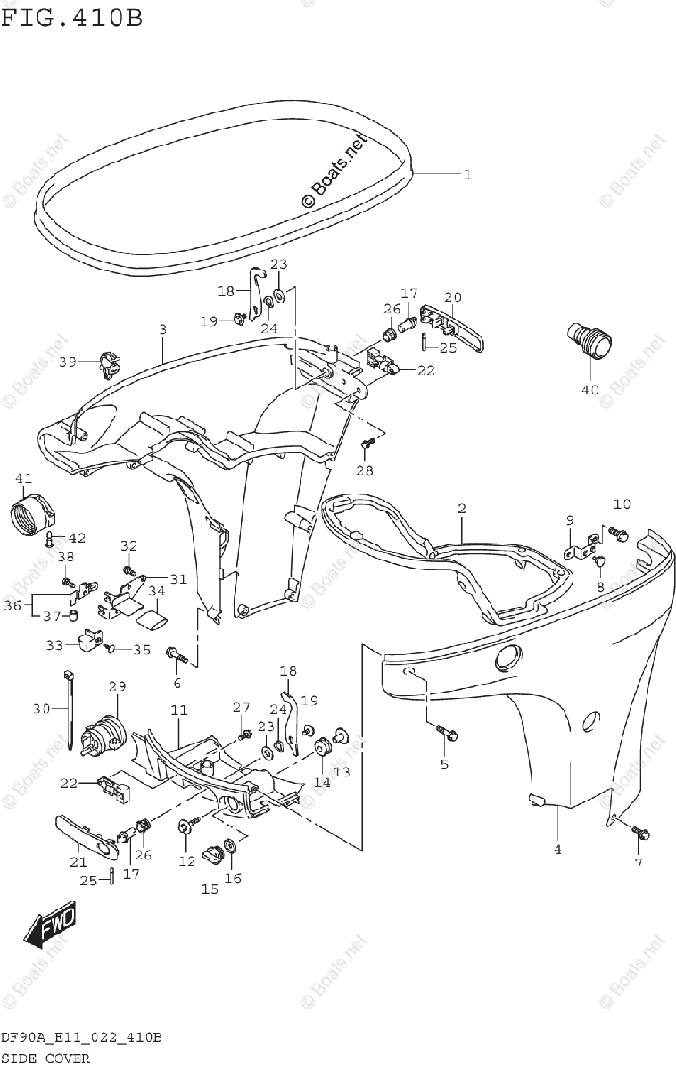 Suzuki Outboard 2022 OEM Parts Diagram for SIDE COVER ((DF70A DF80A ...