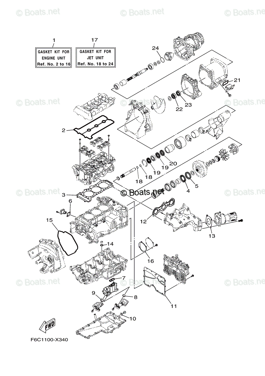 Yamaha Waverunner 2023 OEM Parts Diagram for Repair Kit 1 | Boats.net