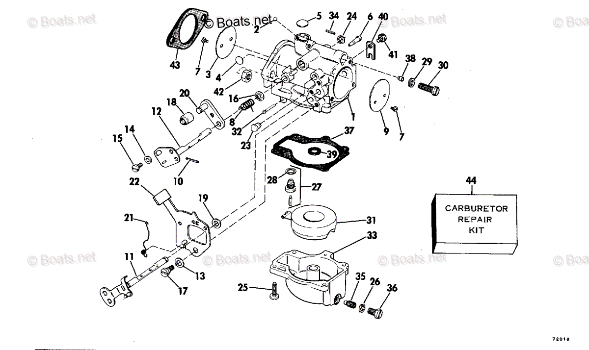 Johnson Outboard 1977 OEM Parts Diagram for CARBURETOR | Boats.net