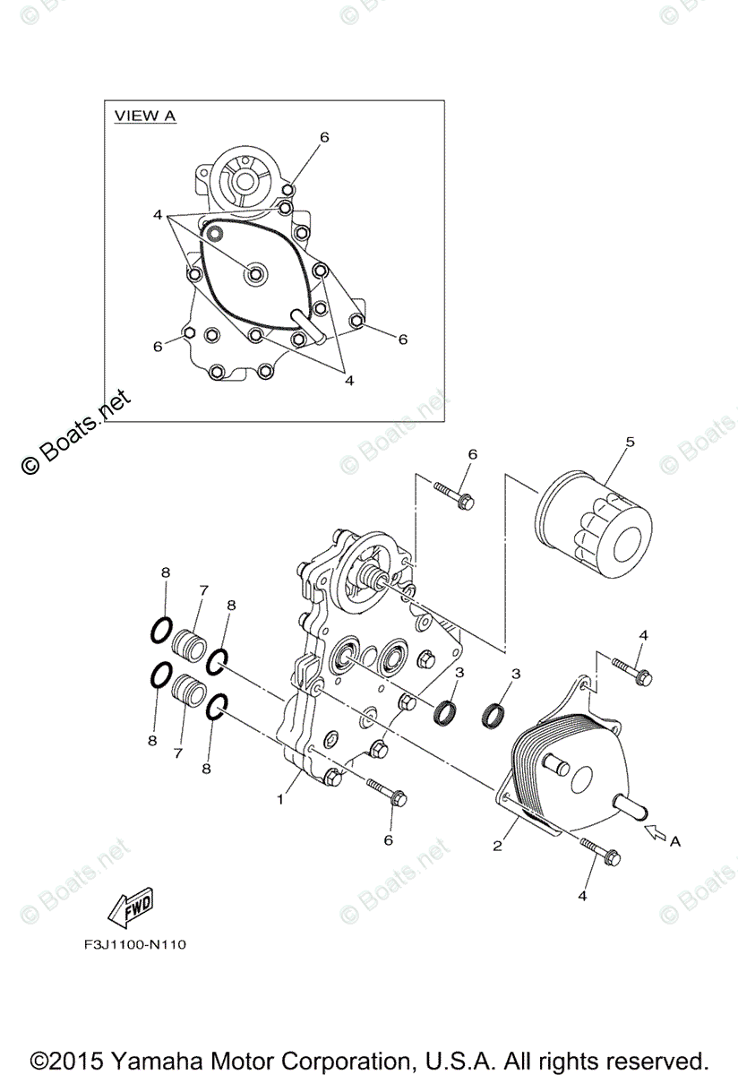 Yamaha Waverunner 2016 OEM Parts Diagram for Oil Cooler