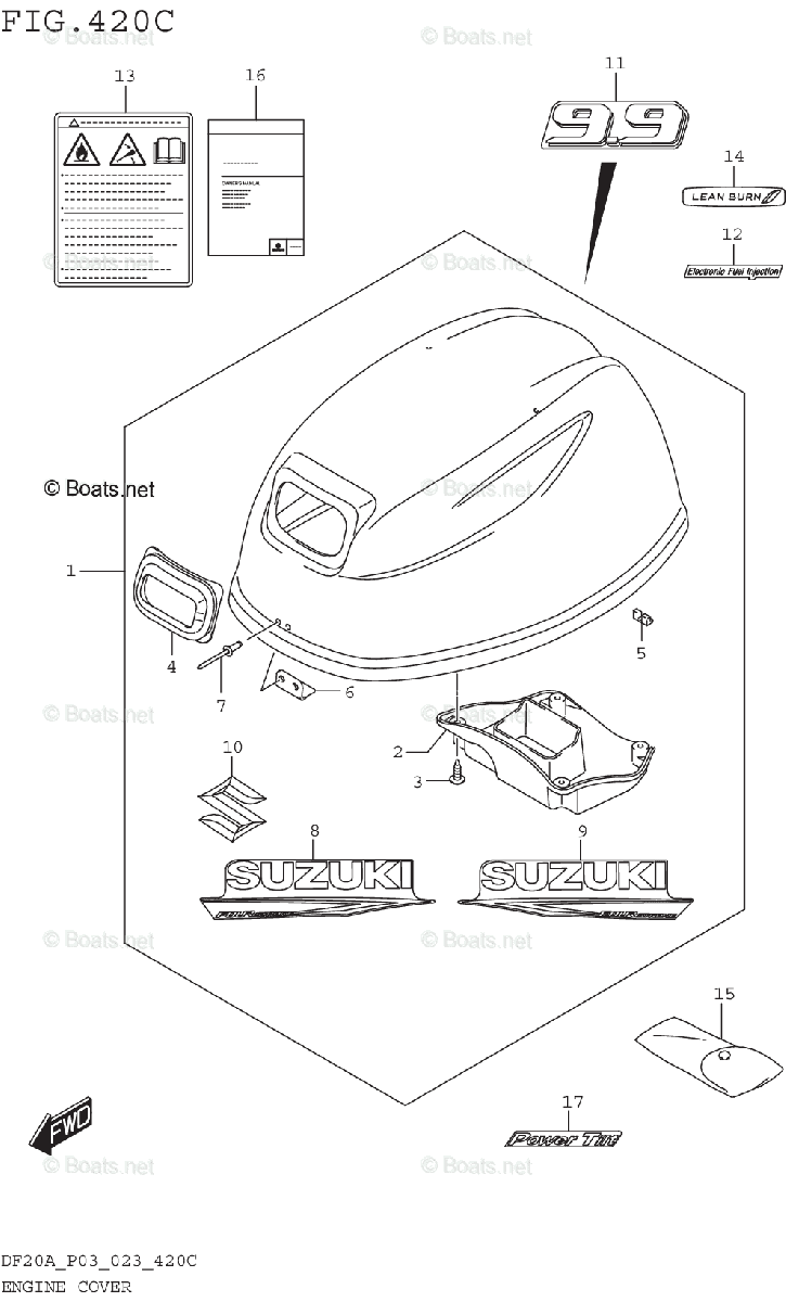 Suzuki Outboard 2023 Oem Parts Diagram For Engine Cover Df9 9b Df9 9bt Df9 9bth 021