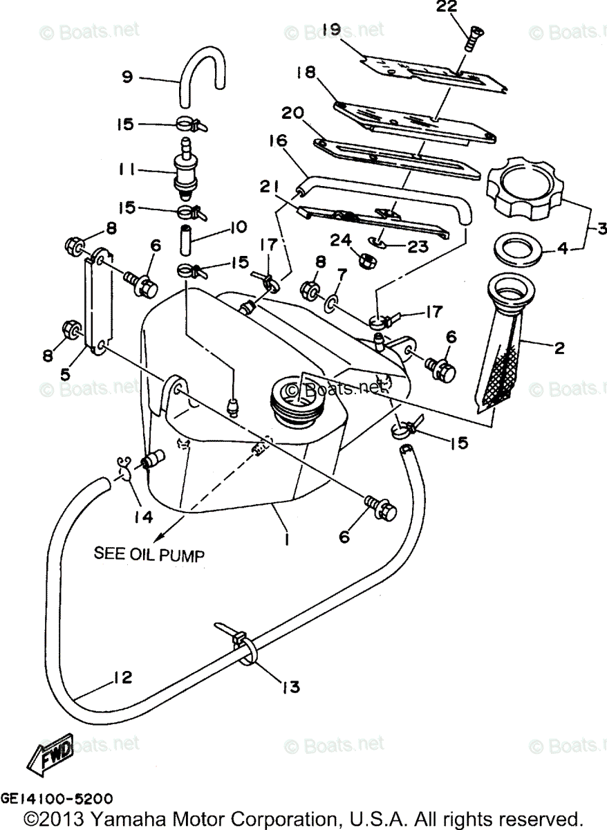 Yamaha Waverunner 1995 OEM Parts Diagram For Oil Tank (For Oil ...