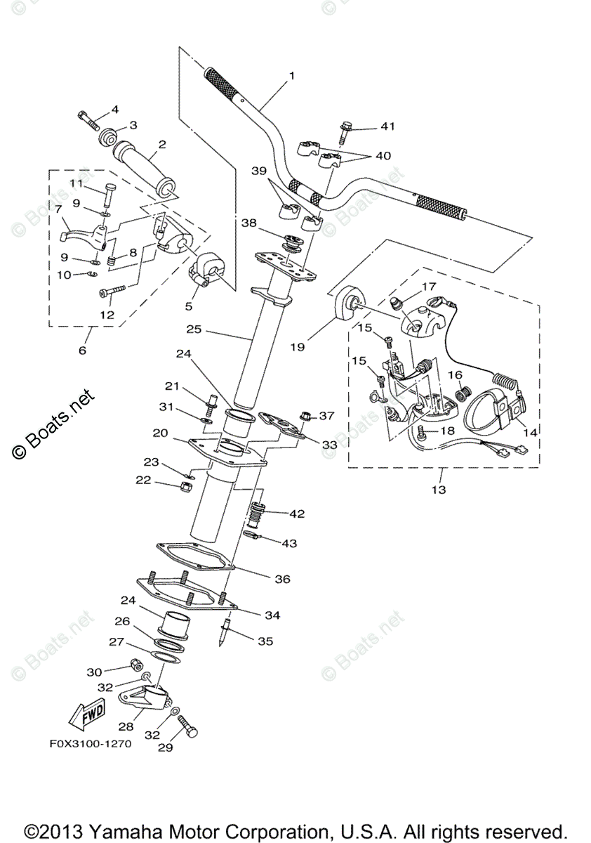 Yamaha Waverunner 2003 OEM Parts Diagram for Steering 1