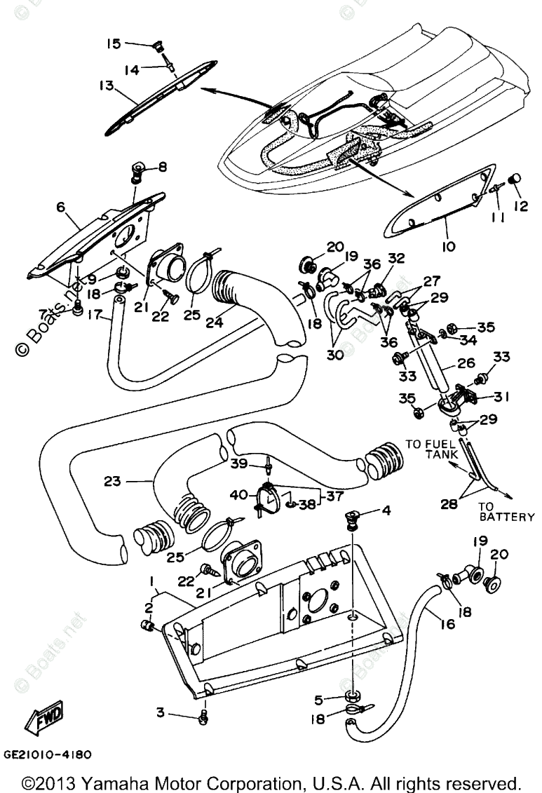 Yamaha Waverunner 1995 OEM Parts Diagram For Ventilation | Boats.net