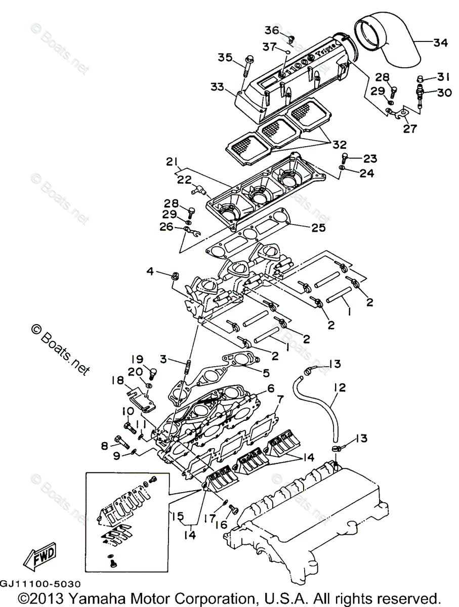 Yamaha Waverunner 1996 OEM Parts Diagram for Intake